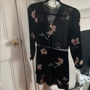 Reformation black mini long sleeve floral …